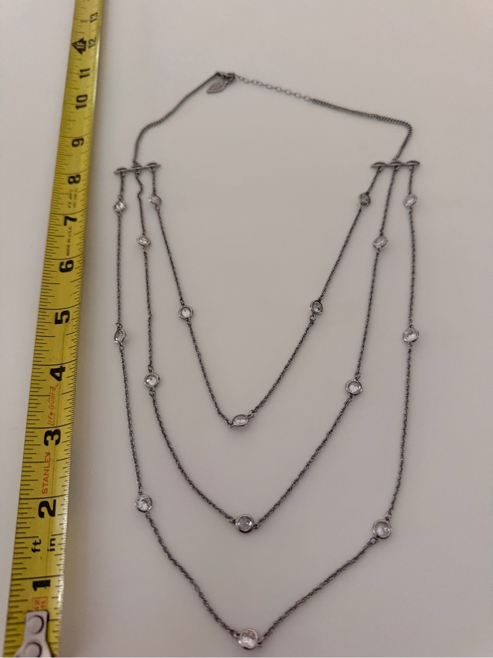 Layered Silver-Tone Crystal Station Necklace - Women Jewelry